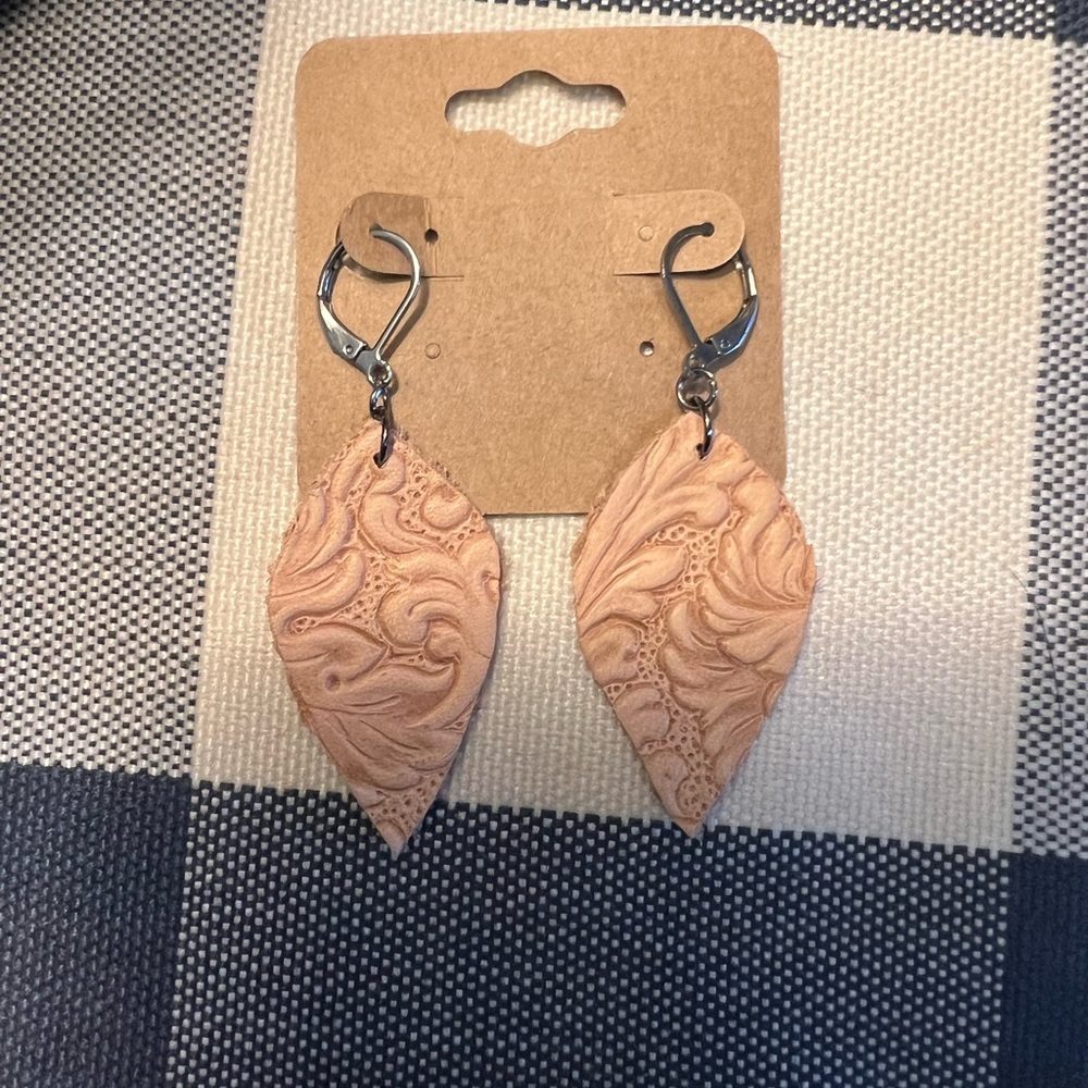 Handmade Full grain leather earrings